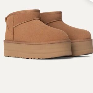 UGG ultra mini platform in Chesnut